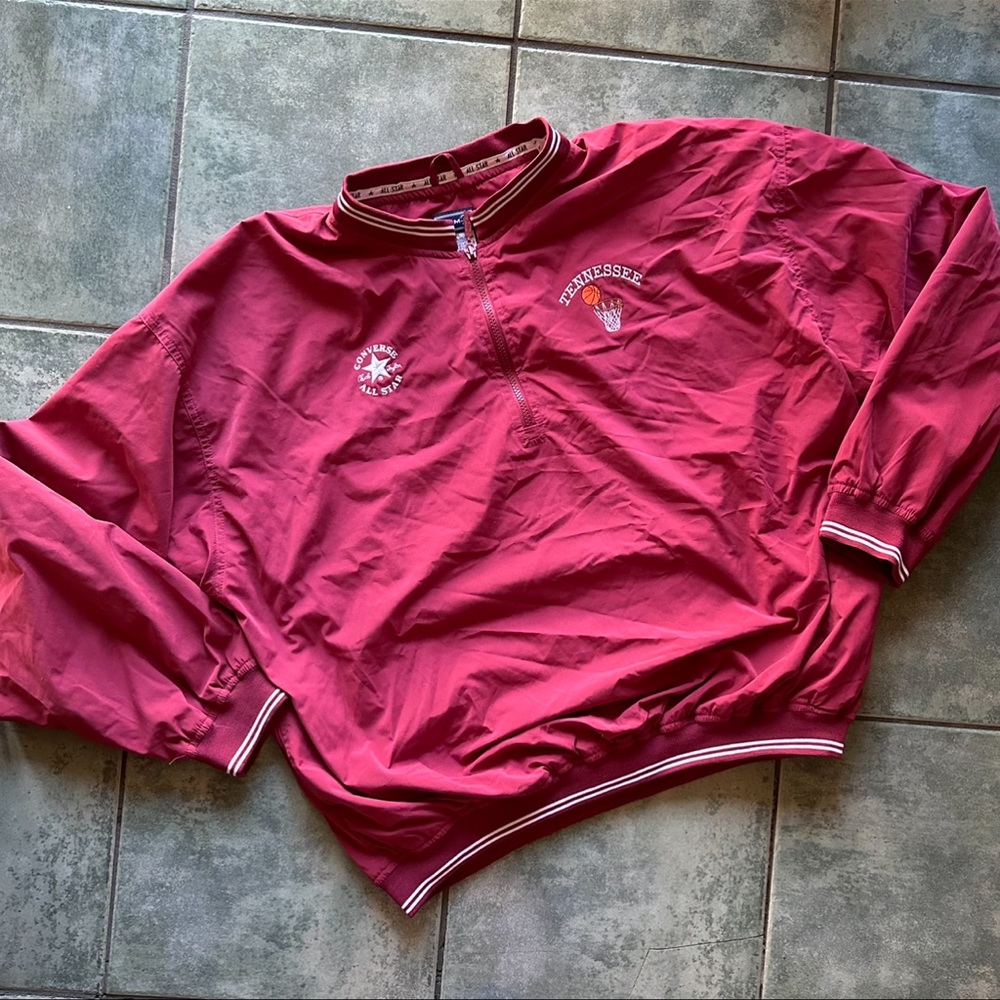 VTG Y2K Converse Tennessee Basketball Quarter Zip Burgundy Sweatshirt